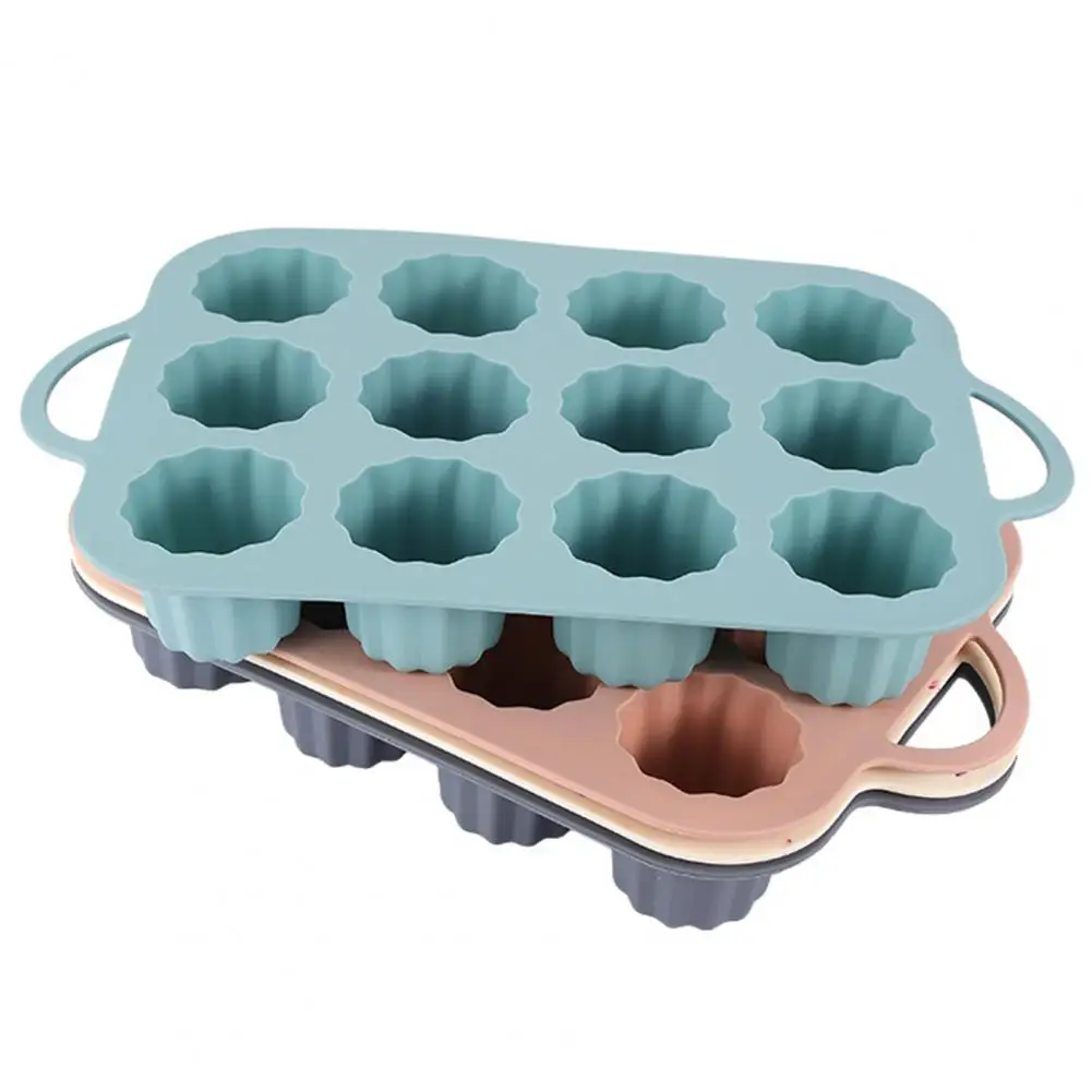 Jelly Mold Waffle Pan Durable Waffle Pan Non-stick 12-cavity Silicone Muffin Pan Small Cylindrical Pudding Jelly Mold for Easy