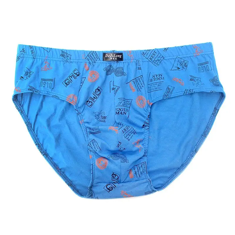6Pcs 100% Cotton Men Briefs, Printed Mid Waist Loose Underpants, Fashion Triangle Underwear for Middle-aged Youth & Students