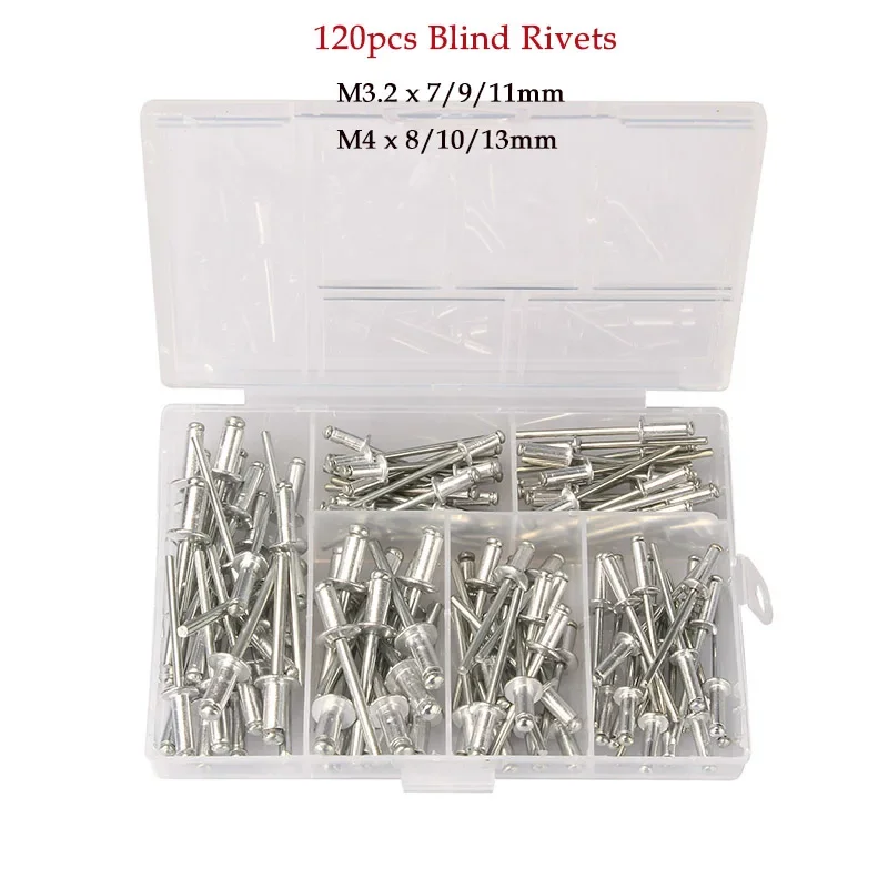 60/120/200/380 pcs Heavy Duty Riveter Gun Set Hand Riveter Blind Rivet Pliers Gun DIY Rivets Nut Automotive Tools for Home DIY