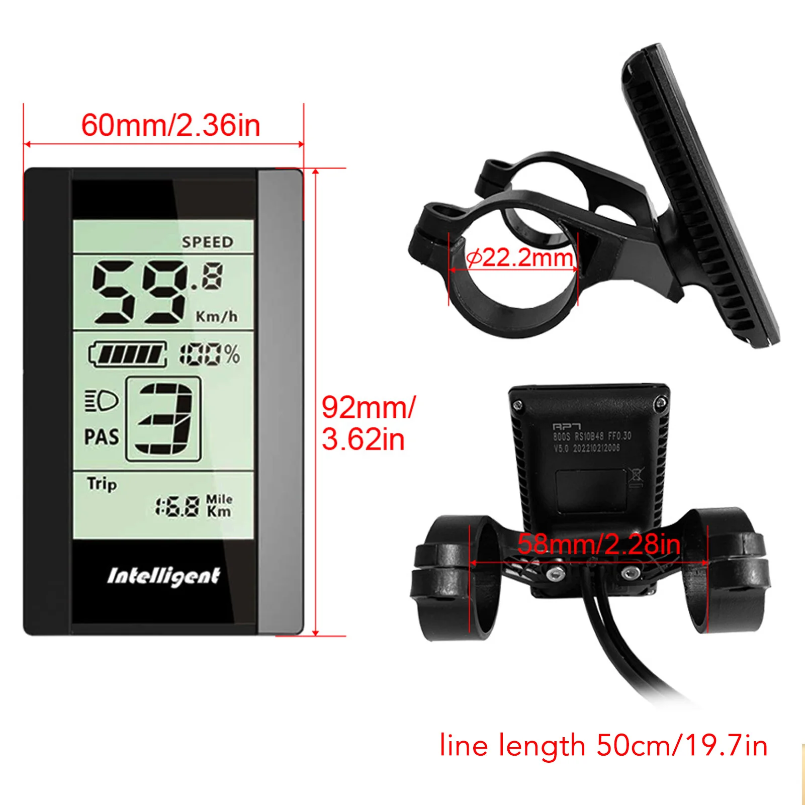 Display LCD per bici elettrica 24V 36V 48V 52V 800S Display LCD compatibile per Controller BAFANG per la modifica della bici elettrica