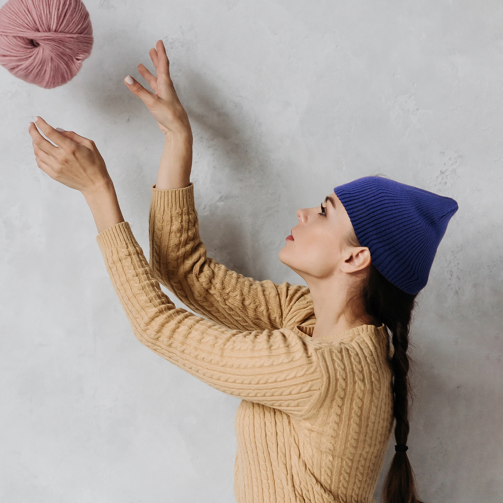 

1pc Elastic Warm for Women Knitted Cap Double Side Wear Fashion -Friendly Soft Comfortable Family Party