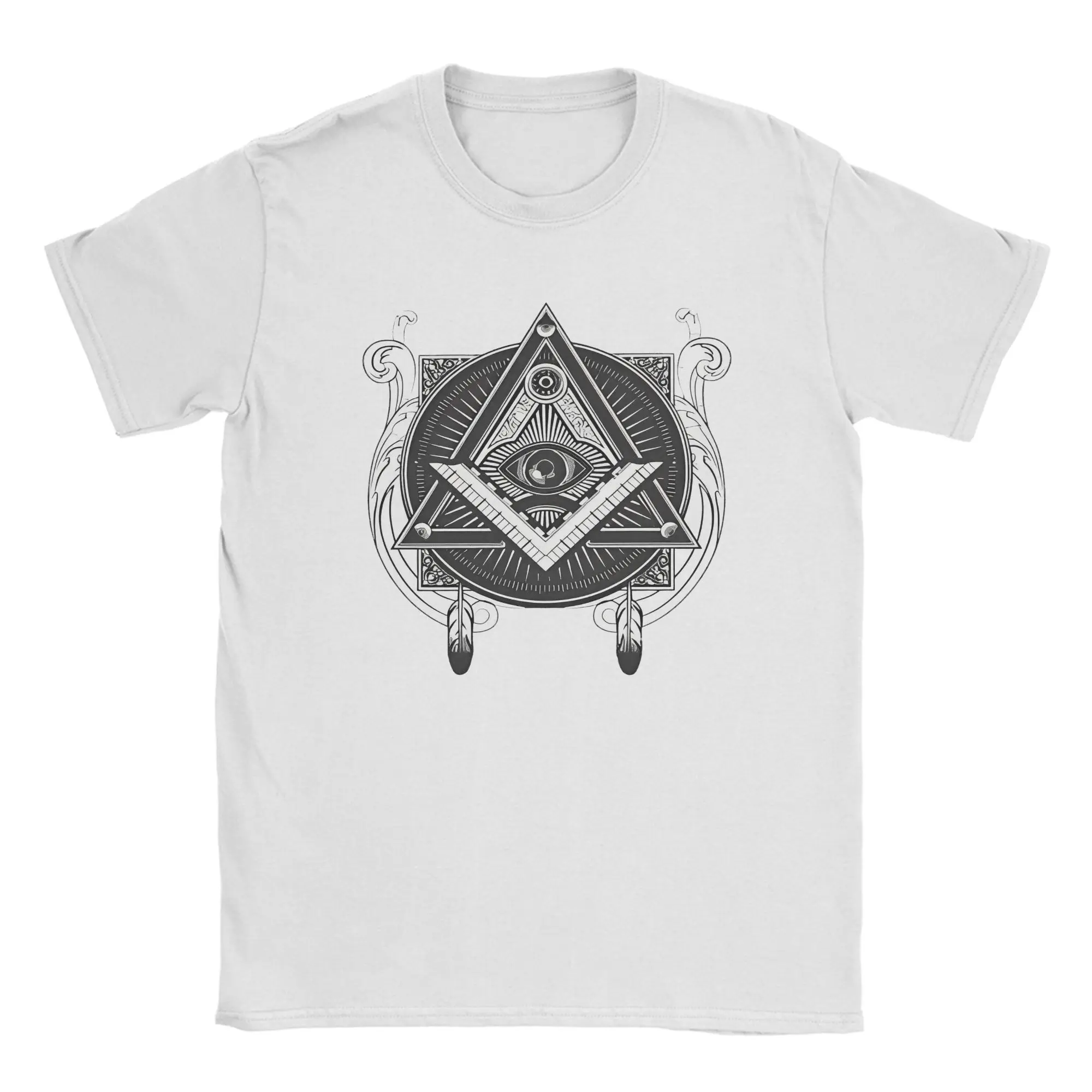 Casual Eye Of Providence T-Shirt Men's Cotton Short Sleeve Freemasonry Astrology Square Compass Round Neck Summer Tops Shirts
