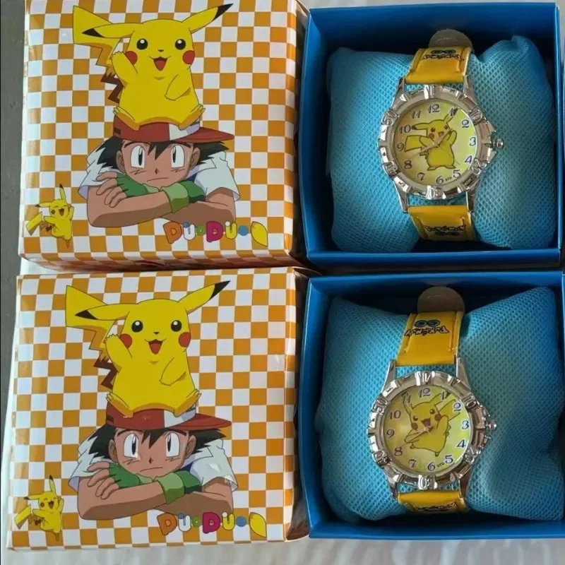 Pocket Monster Pikaqiu kawaii Fashion Trend Creative Watch Boys and Girls Children\'s Anime Cartoon Birthday Gift Box