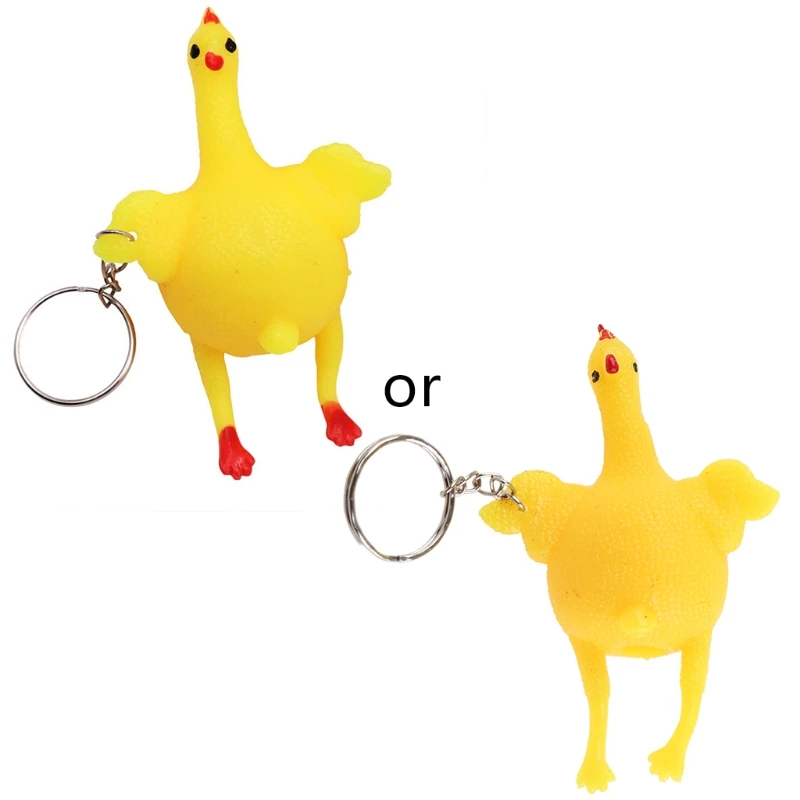 

Funny Decompression Chicken Toy Stress Reducer Squeeze Laying Egg Keychain Toy Stress Relief Vent for Adults Kids