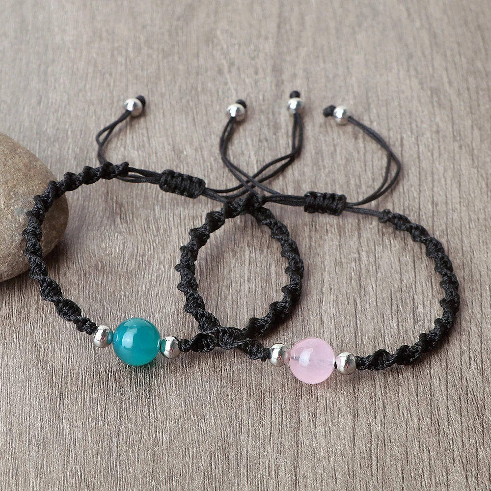 Bracelet en ULnoire fait main pour hommes et femmes, perles de grès d'agate, bracelets réglables, pierre naturelle d'oeil de tigre, bijoux de prière, 10mm