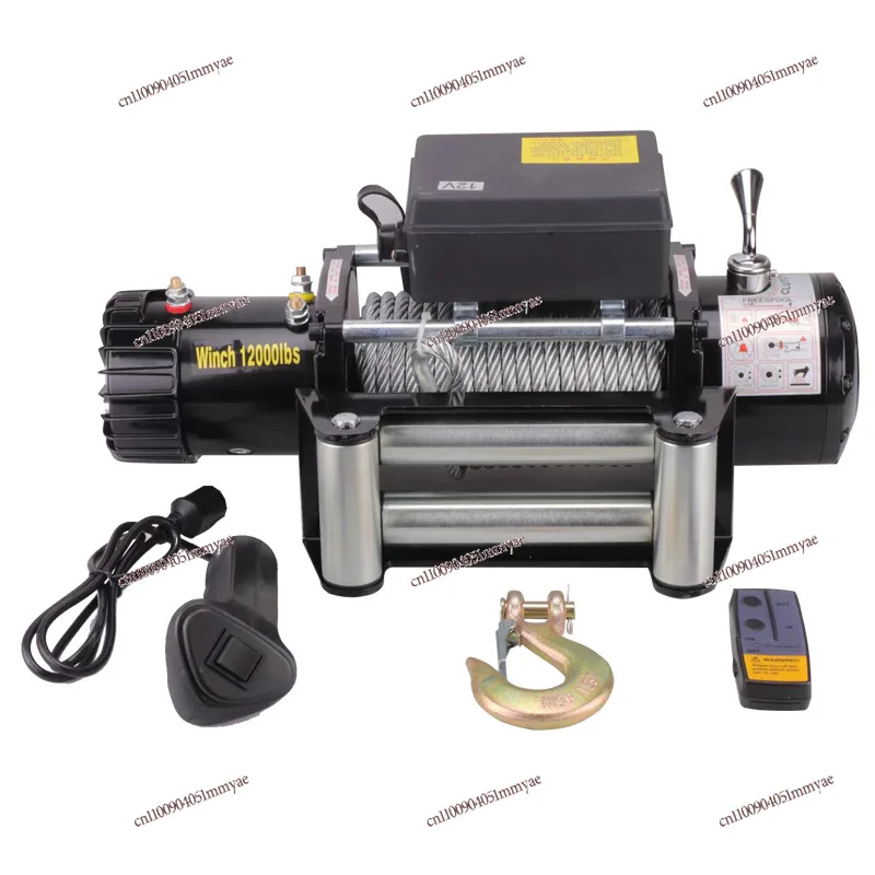 

12V 24V Electric Winch, Wireless Remote Off-road Recovery Winch, Vehicle Mounted Self-rescue Traction Tool