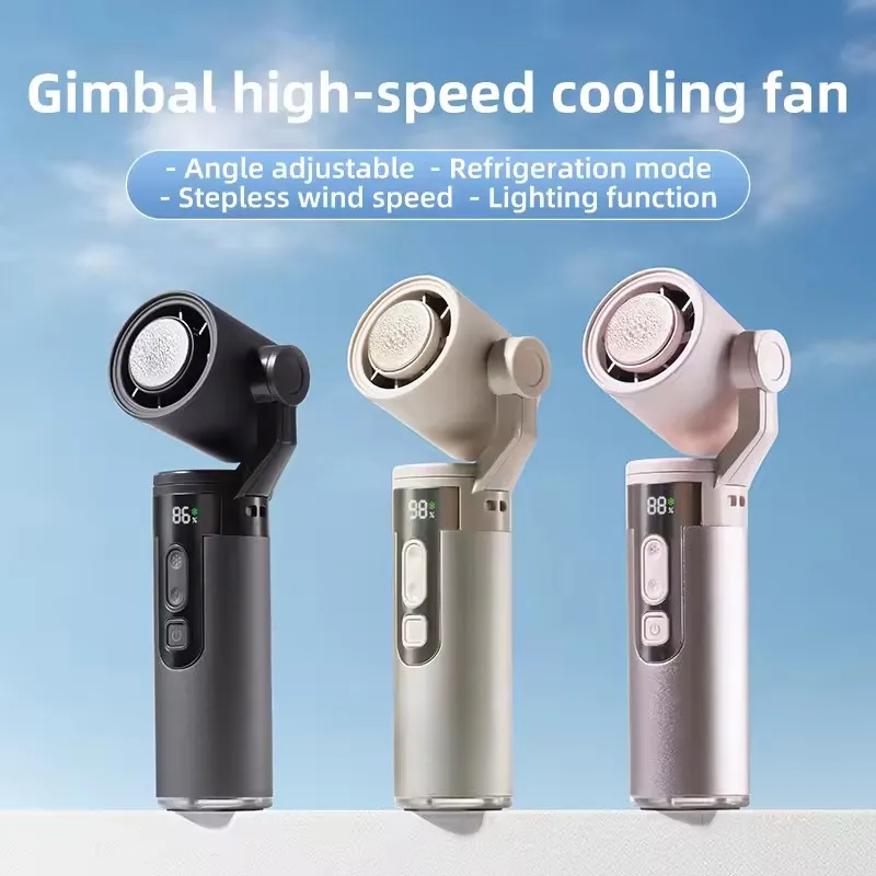 Handheld Electric Fan High-speed Violent Turbo Mini Fan Folding Neck Hanging Ice Pack Small Fan Office Desk Fan Travel Outdoor