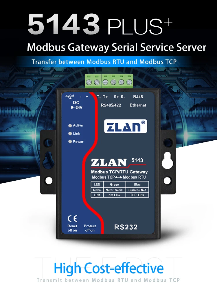 Serial Service Converter Ethernet RJ45 TCP IP To RS232 RS485 422 Serial Service Converter ZLAN5143