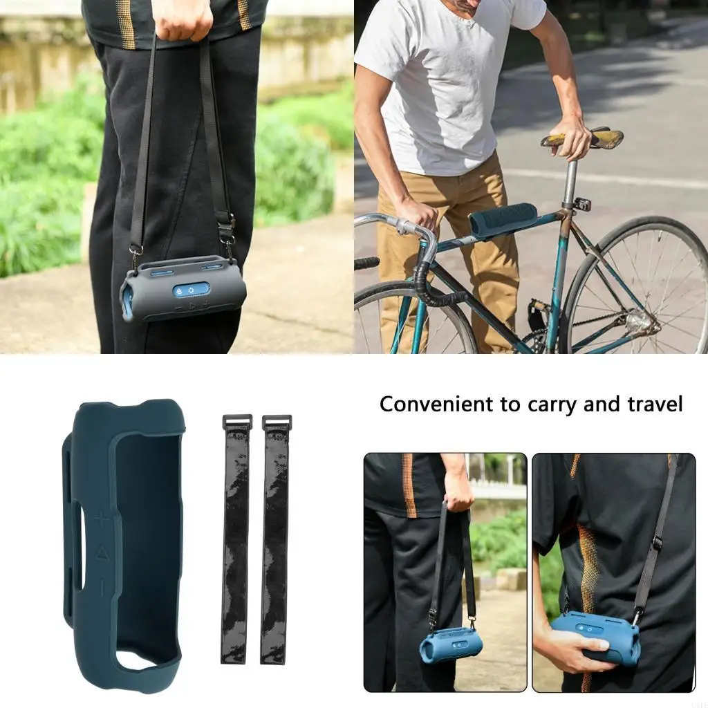 

L41E Silicone Protective Cover Shockproof Speakers Carrying Case with Shoulder Straps for Flip 7 Speakers