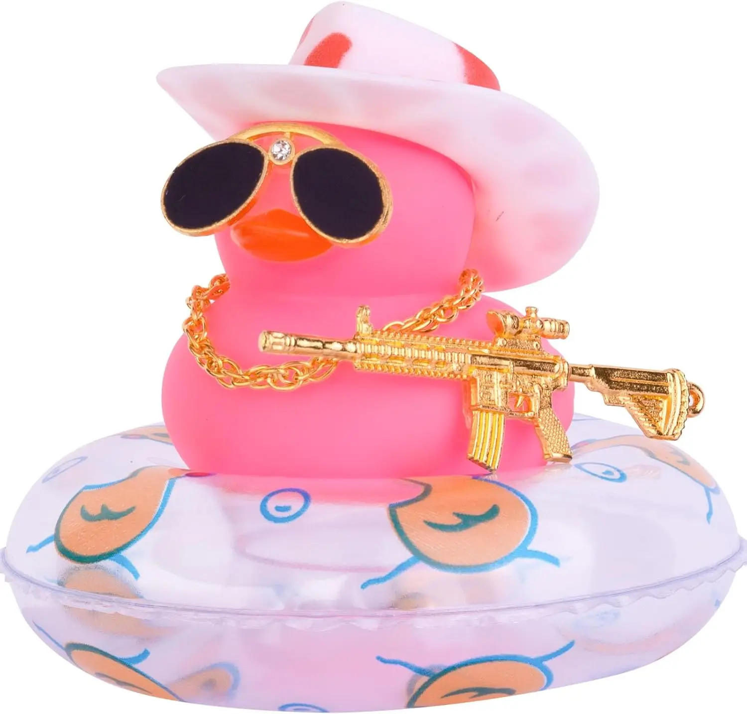 

Car Rubber Ornament Car Dashboard Decorations with Hat Necklace Sunglasses and Cool Accessory for Car Dashboard(P9)