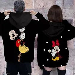 Minnie Mouse Women's Couple Outfit Hoodies Stitc Men's Sweatshirt Top Disney Woman Mickey Y2k Children's Hoodie Sweatshirts 2024