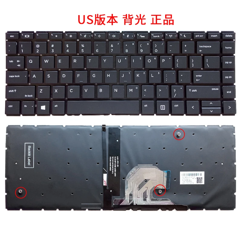 Klawiatura US/RU/SP do HP ProBook 440 G6/440 G7/445 G6/445 G7 HSN-Q15C/-Q24C/-Q21C ZHAN 66 PRO A 14 G2/G3 ZHAN 66 PRO 14 G2/G3/G4