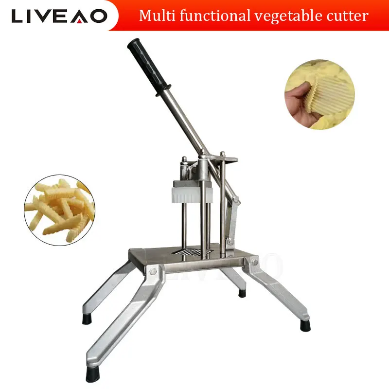 مطبخ المطعم المنزلي لآلة شريط الخضروات والفواكه اليدوية المتموجة، قطاعة الطعام التجارية، قطاعة الفولاذ المقاوم للصدأ