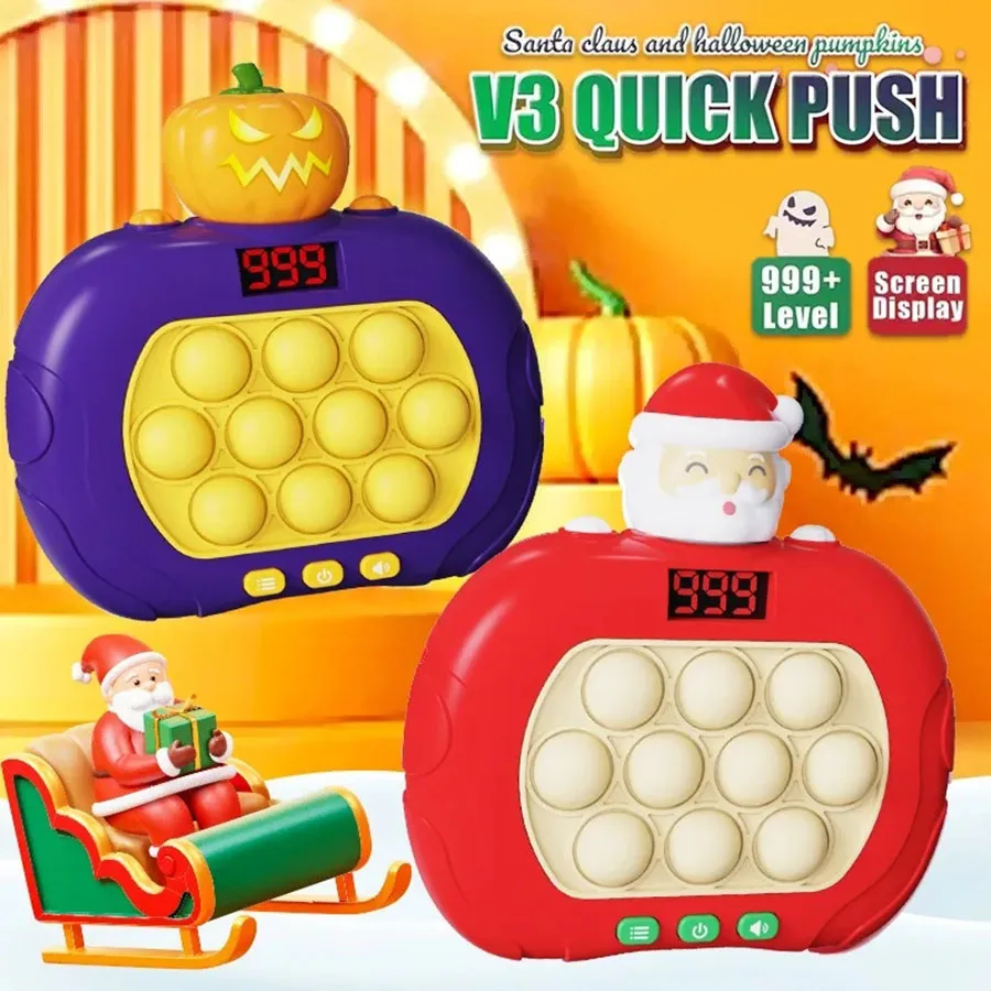 Quick Push Game Console com tela LED para adultos e crianças, Fidget Toys, Pop Light, Natal e presentes de Halloween, 999 níveis