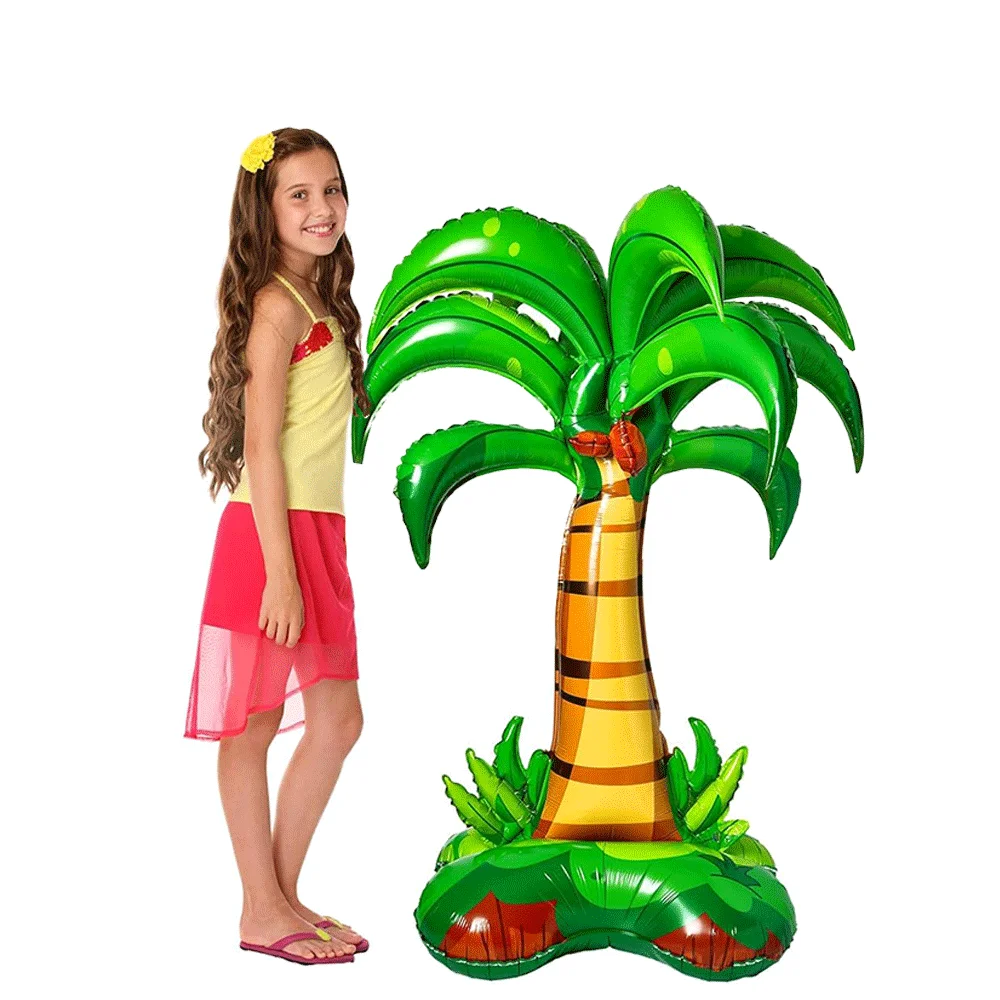 3D grande palmera León jirafa dinosaurio con Base globos de aluminio de pie decoraciones para fiesta de cumpleaños de jungla Tropical hawaiana