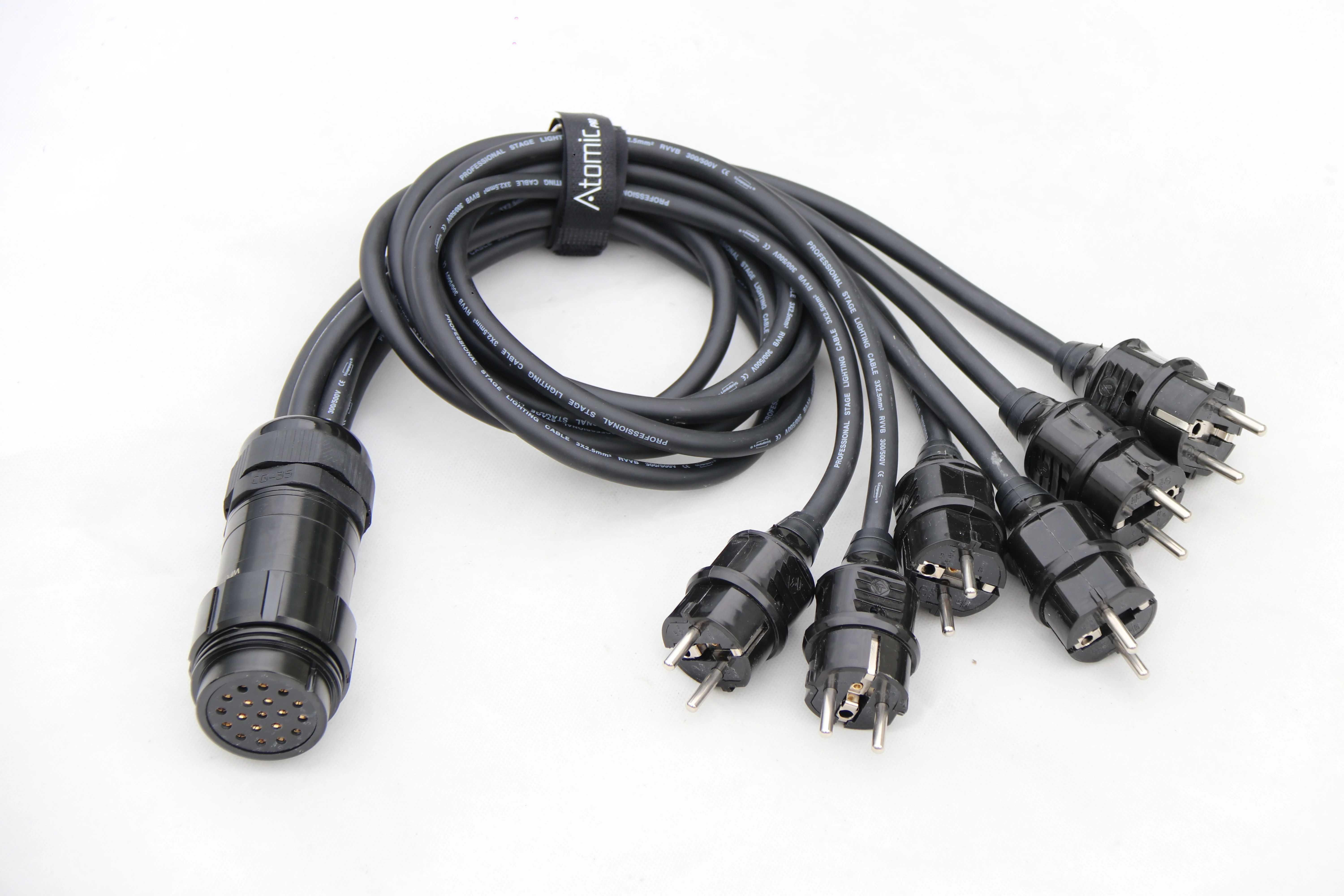 Professional 3x1.5 or 3x2.5mm Power Break Out Cable Socapex 19pin Female Plug to Schuko Split Cable