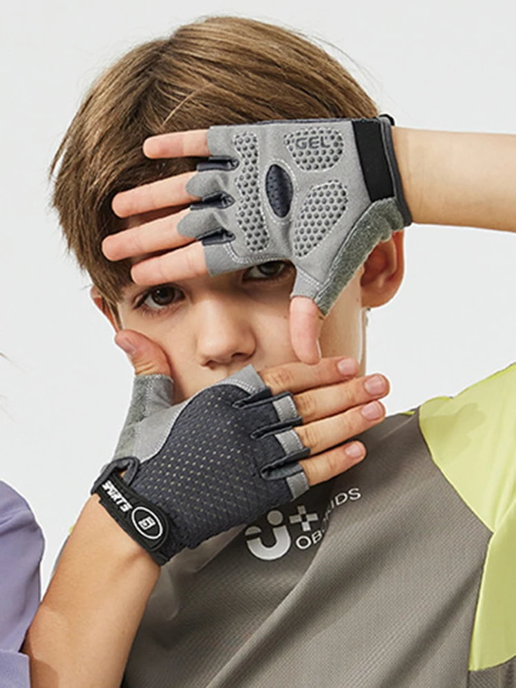 AliExpress NONE Kids Cycling Skateboard Gloves Anti-Slip Summer Spring Sports Breathable Half-Finger Gloves Shock-Absorbing Children Aged 4-12
