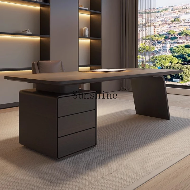 Italian minimalist light luxury modern solid wood study double household computer desk