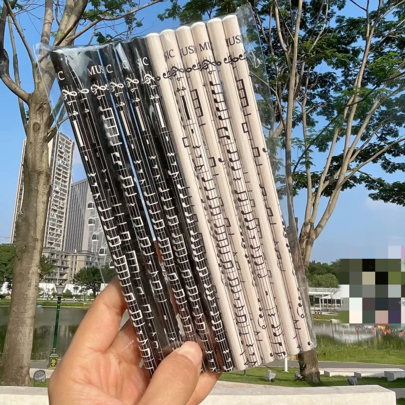 12pcs Round HB Pencils Featuring Music Note Piano Design Black and White, Perfect for Daily Drawing and Writing