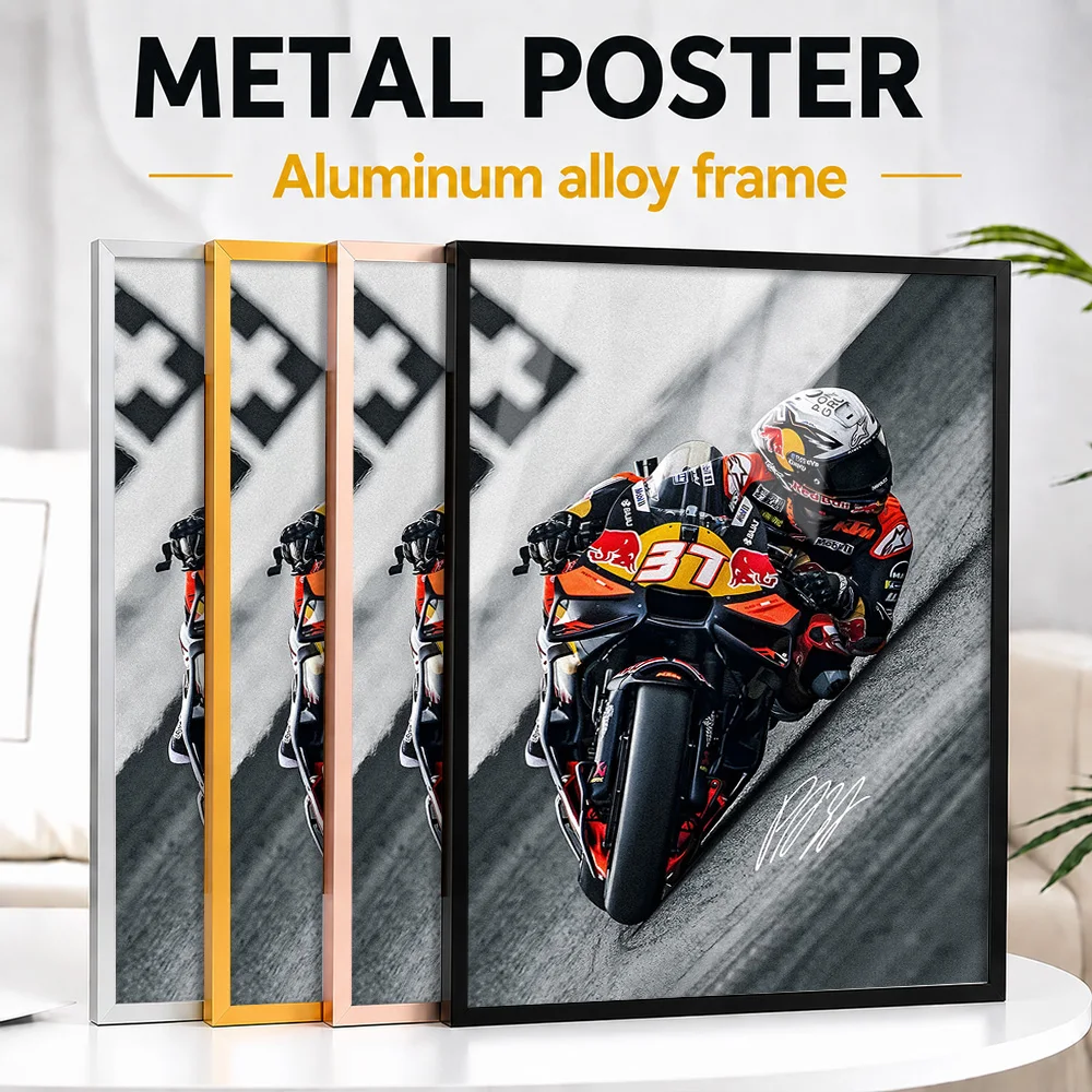 Pedro Acosta Motorcycle Racer Framed Aluminum Metal Poster Customized Photo High Speed Track Style Wall Art For Collector Room