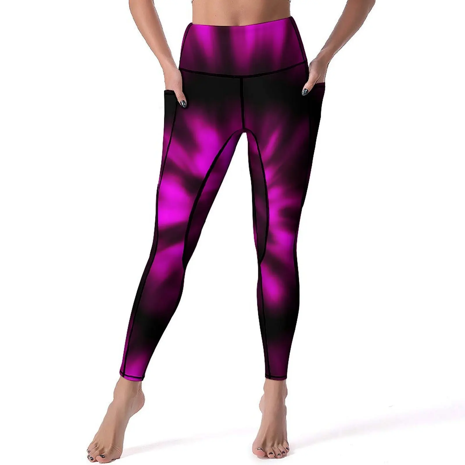 Purple Black Tie Dye Leggings Sexy Spiral Print Push Up Yoga Pants Kawaii Stretch Leggins Lady Design Gym Sport Legging