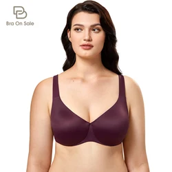 Women's Seamless Plus Size Minimizer Bra Full Coverage Underwire Unlined Smooth Bras For Women Wide Straps U Back Lingerie