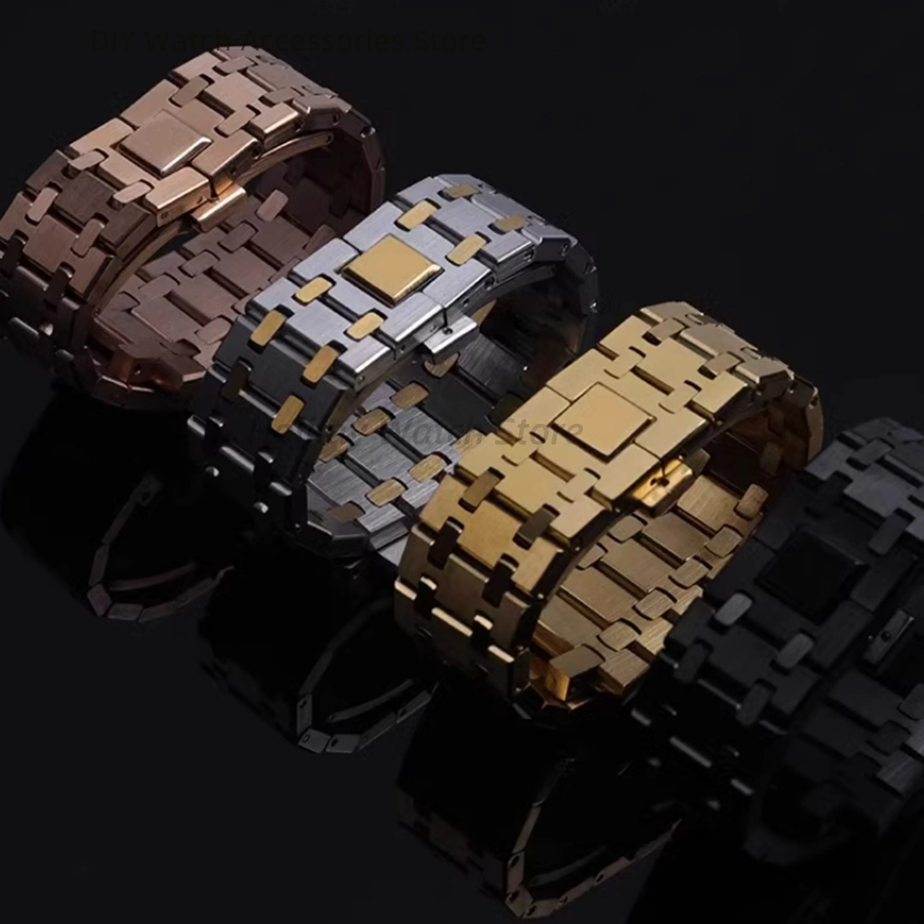 

26mm Watch Strap Stainless Steel Watchband For Royal Oak Watch Strap Folding Buckle Solid Wristband Watch Parts Accessories