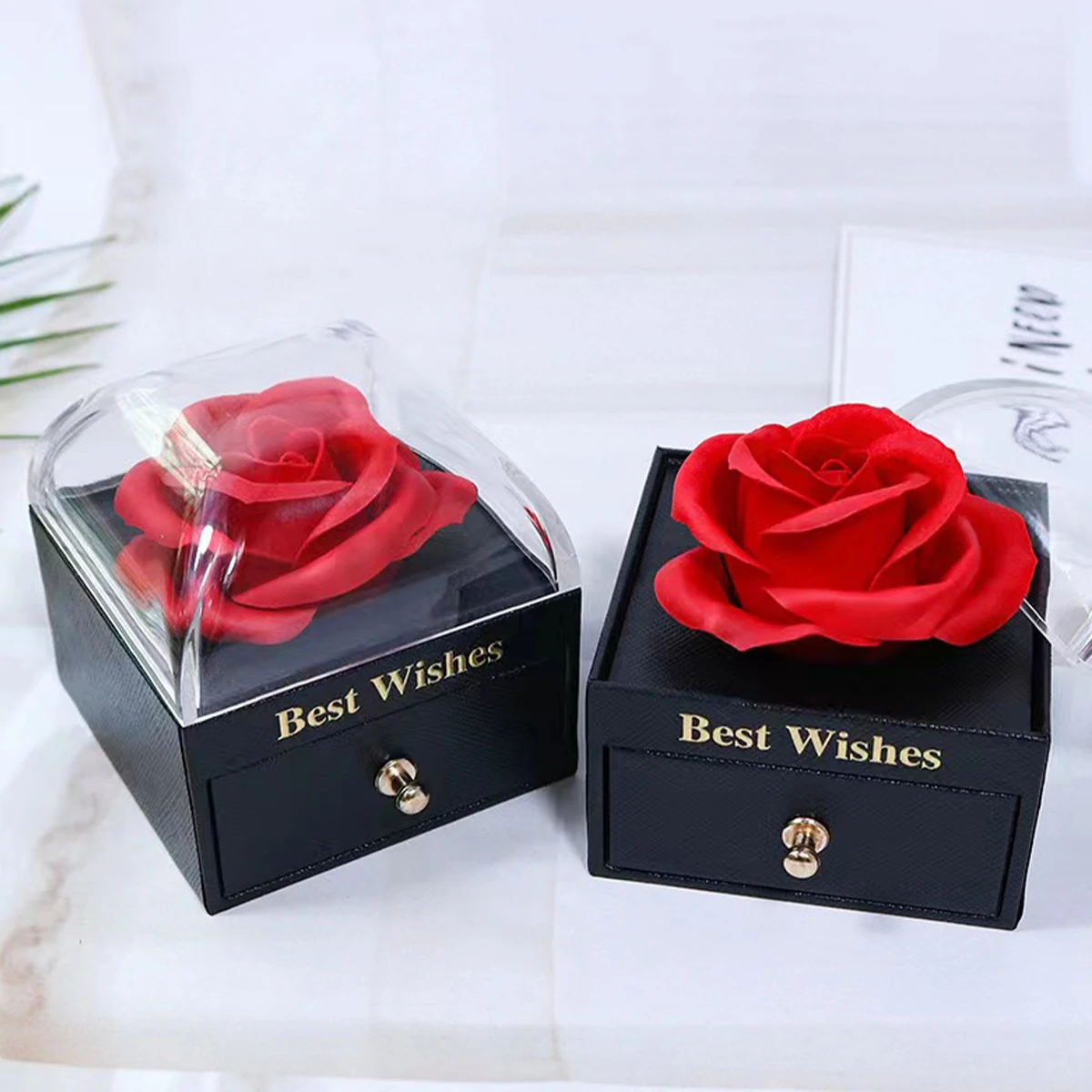 1Pc Forever Rose Jewelry Box Wedding Party Gift Box Proposal Gift Box Suitable for Holiday Gift Giving or Daily Placement Jewelr