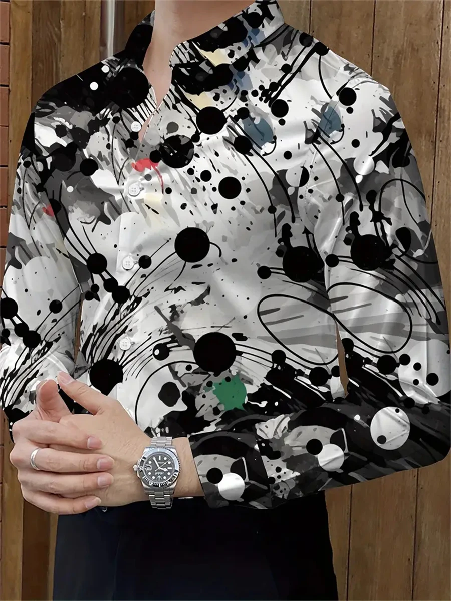 

Мужская рубашка с длинными рукавами с принтом, весенне-осенние красивые граффити, модные высококачественные удобные мужские топы без железа