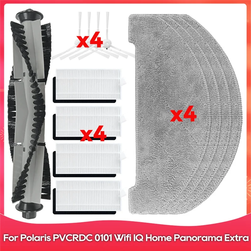 

ABGH-For Polaris PVCRDC 0101 Wifi IQ Home Panorama Extra Roller Side Brush Hepa Filter Mop Robot Vacuum Cleaner Parts