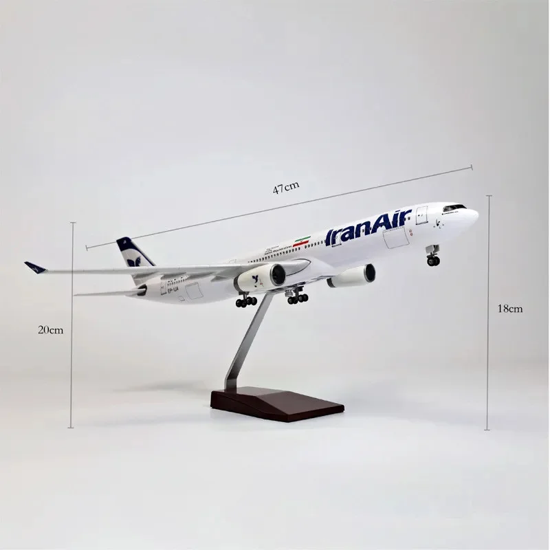 1/135 Flugzeugmodell 47 cm Asia Iran Air Airbus 330 Flugzeugspielzeug Harzdruckguss Flugzeuge Sammlung Display mit Basis Geschenke Fans