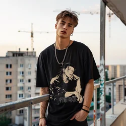 Anime Jujutsu Kaisen Y2K boy yıkanmış gömlek, Suguru Geto Unisex Tshirt, erkekler kadınlar için Streetwear Vintage yıkanmış kısa Tshirt