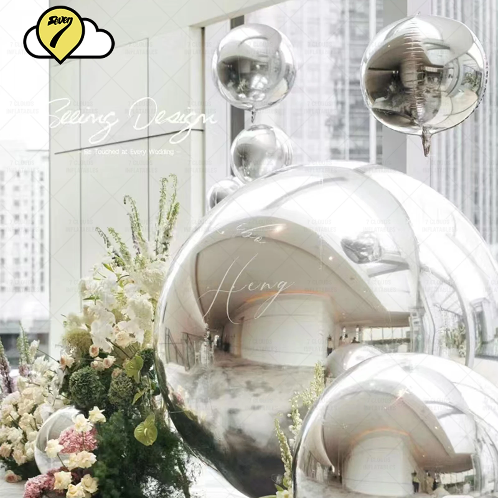 Large Sealed Colorful Sphere Inflatable Mirror Ball Silver Hanging Reflective Mirror Balloon For Wedding Outdoor Event Decor