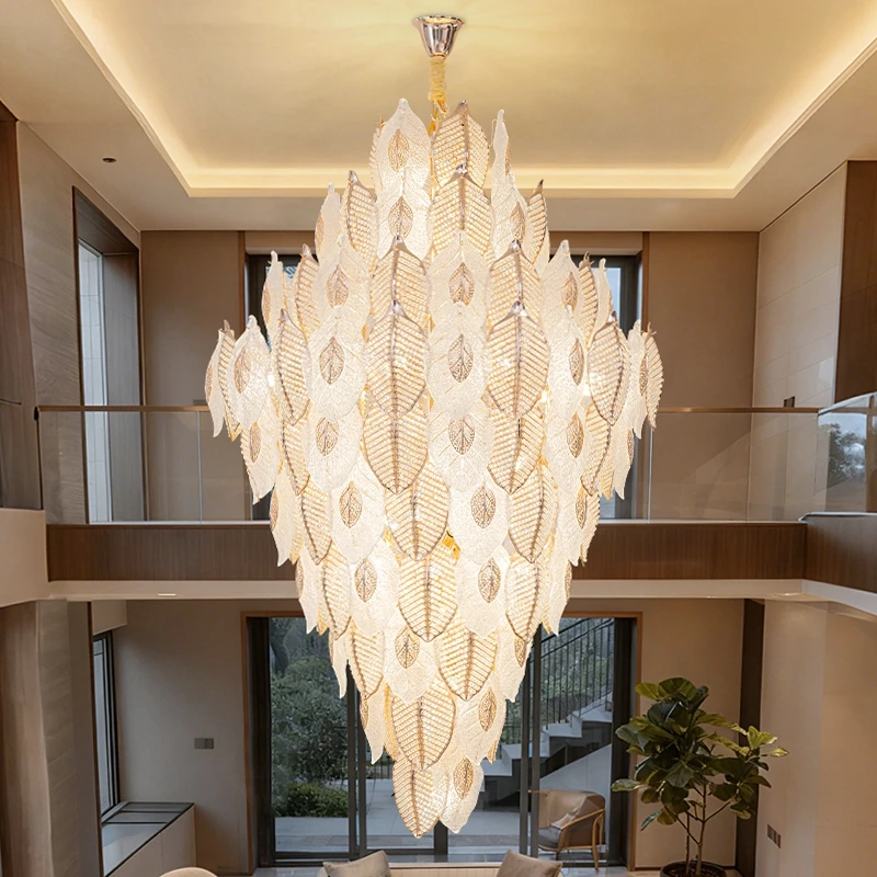 

New Customized Lighting Fixtures For Hotel Lobby Banquet Hall Sales Office Light Luxury Duplex Staircase And Crystal Chandeliers