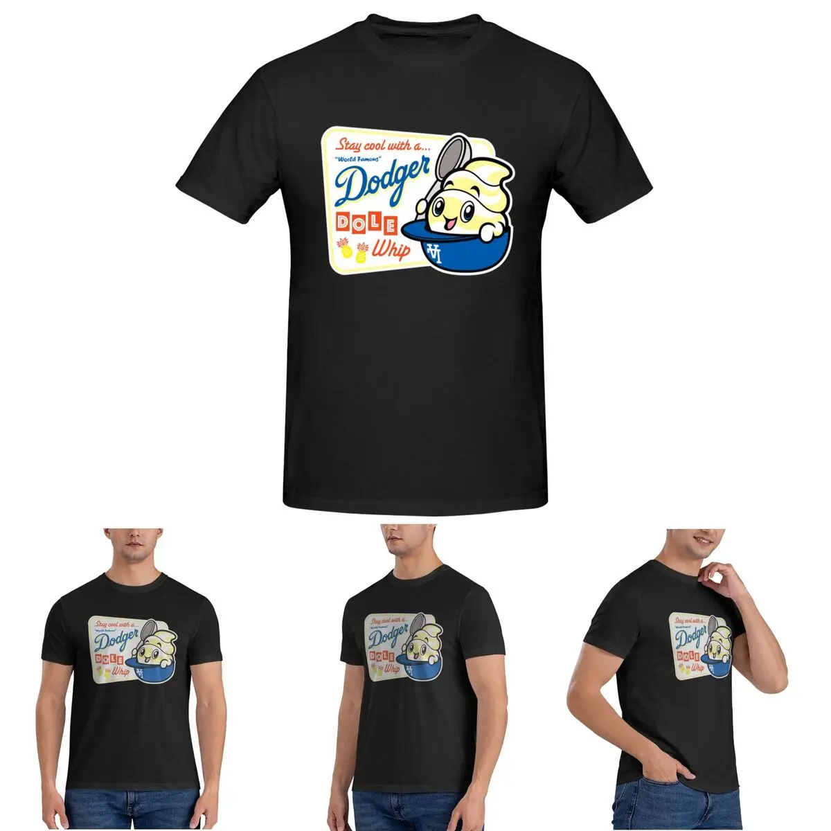 

World Famous Dodger Dole Whip T-Shirt for Men Cotton Oversized T Shirts Men's Short Sleeve Crew Neck Summer Clothes Tops S-6XL