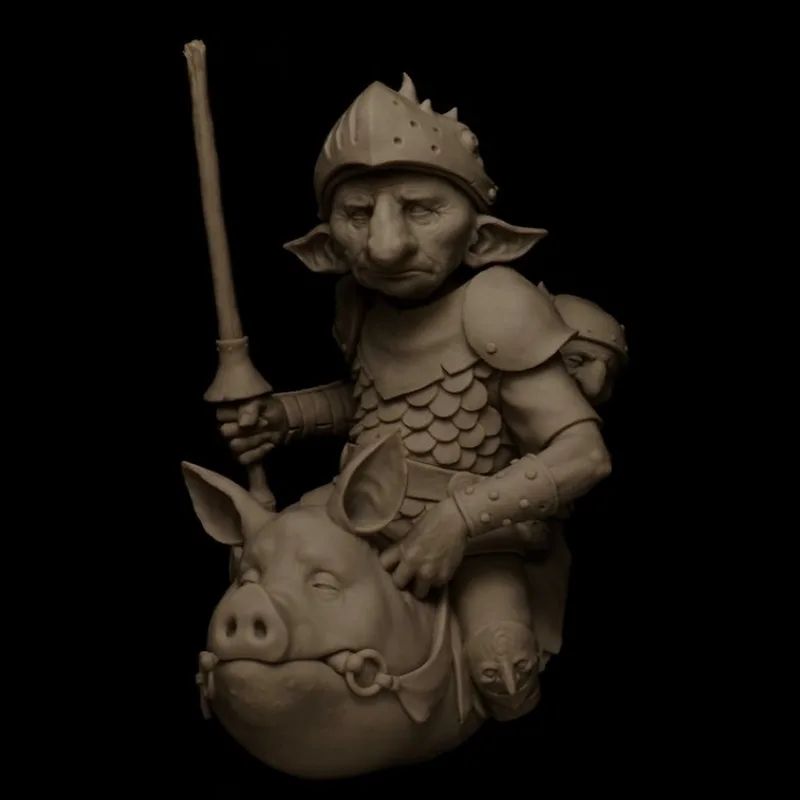 1/12 Scale Resin Figure Assembly Model Kit Fantasy Miniature Diorama Toy Goblin Warrior Riding Pig Self-Assembled Unpainted