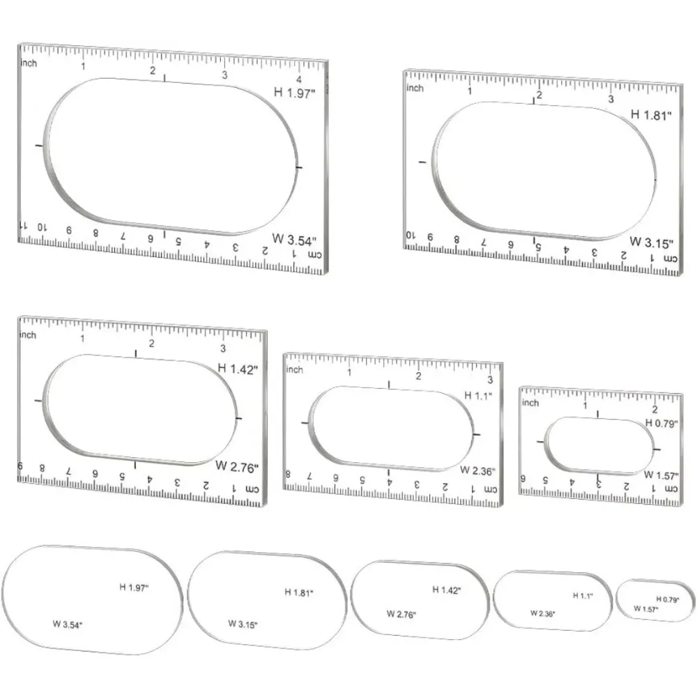 

Набор из 5 шаблонов для фрезерных станков, овальный шаблон для инкрустации, акриловый шаблон для фрезерного станка, прозрачный измерительный инструмент для рисования, декоративный