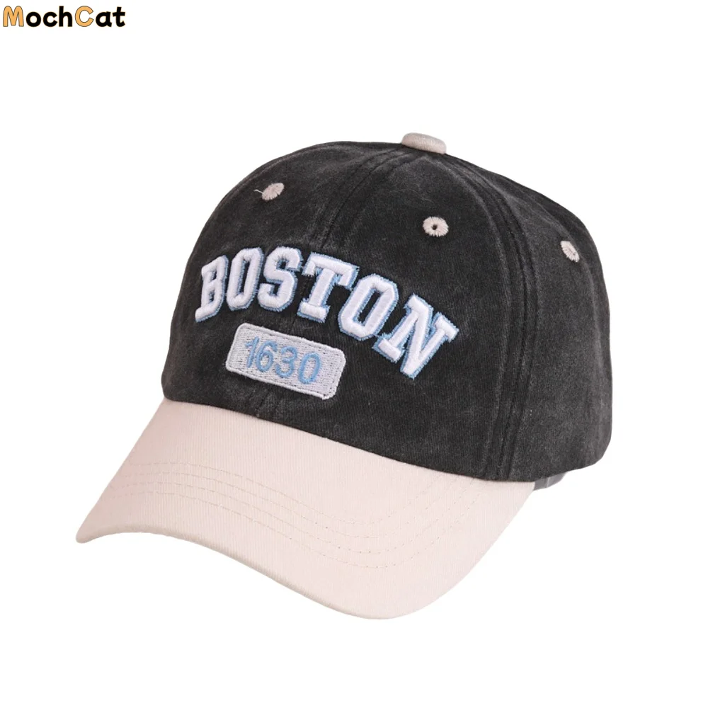 

Simple Patchwork Baby Baseball Hat Korean Style Cotton Letter Peaked Cap Sunscreen Adjustable Children's Sunhat Travel