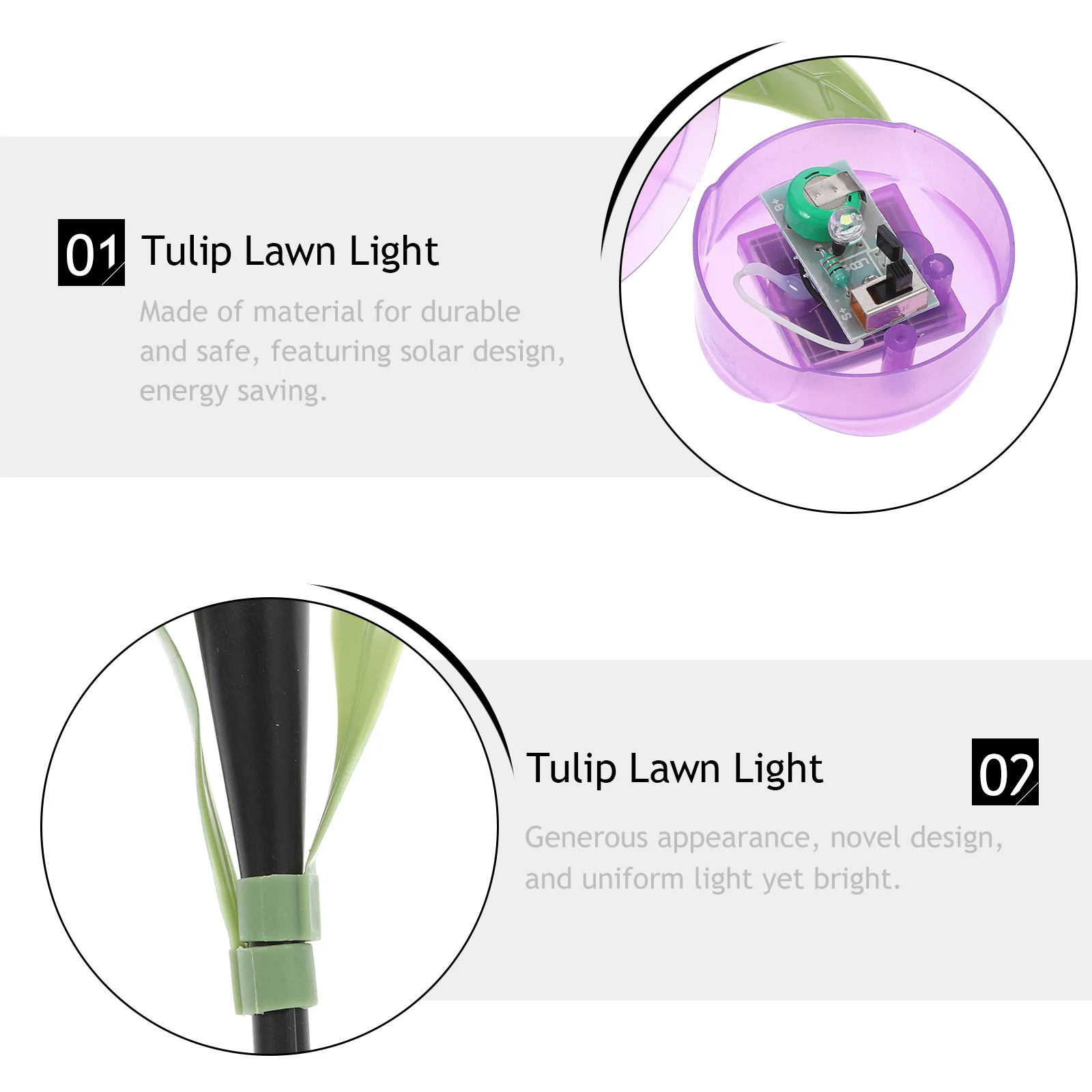 

12Pcs Solar Tulip Lawn Lights Waterproof LED Garden Lamps Outdoor Decorative Lamps for Garden Yard Tulip Lawn Light