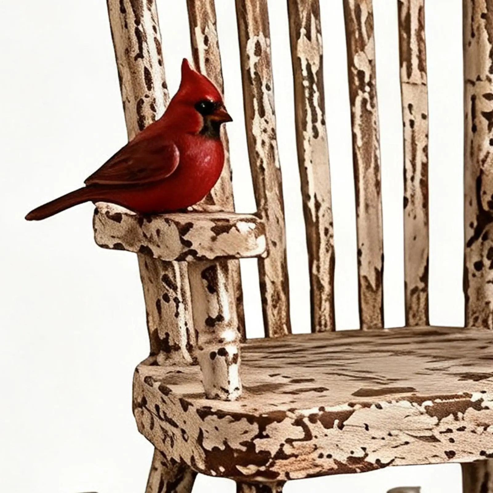 Rocking Chair Figurine Farmhouse Table Statue With Red Bird Shelf Decor For Home Living Room Kitchen Desk Counter Shelf Mantel
