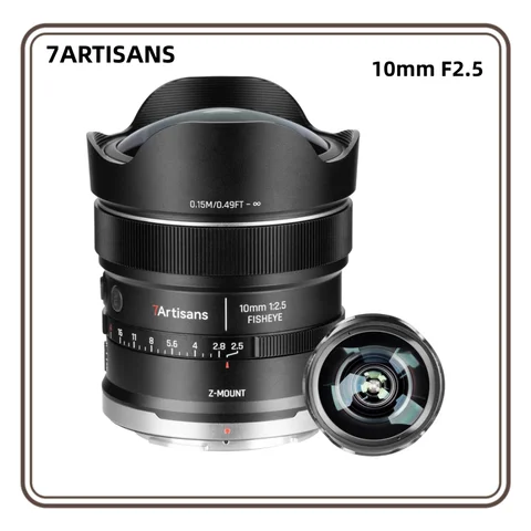 7ARTISANS 10mm F2.5 Autofocus Fisheye Lens,Full Frame,Fast Silent ,0.15m Close Focus,185° Ultra-Wide for Sony E Nikon Z  L Mount