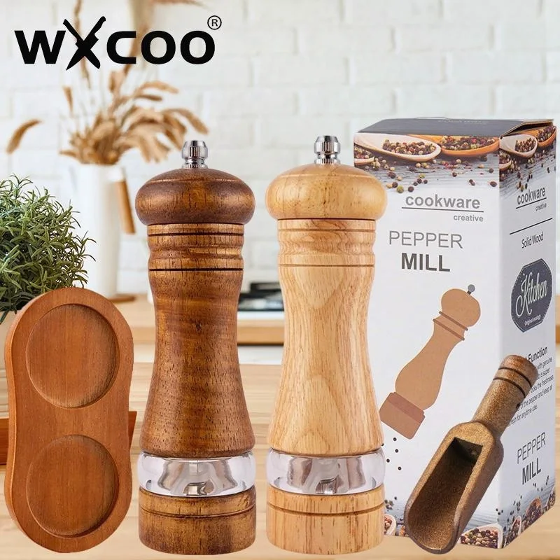 

WXCOO Manual Pepper Grinder Solid Wood Spices Grinder for Kitchen Household Multi-purpose Spice Tool Wooden Salt Pepper Mills
