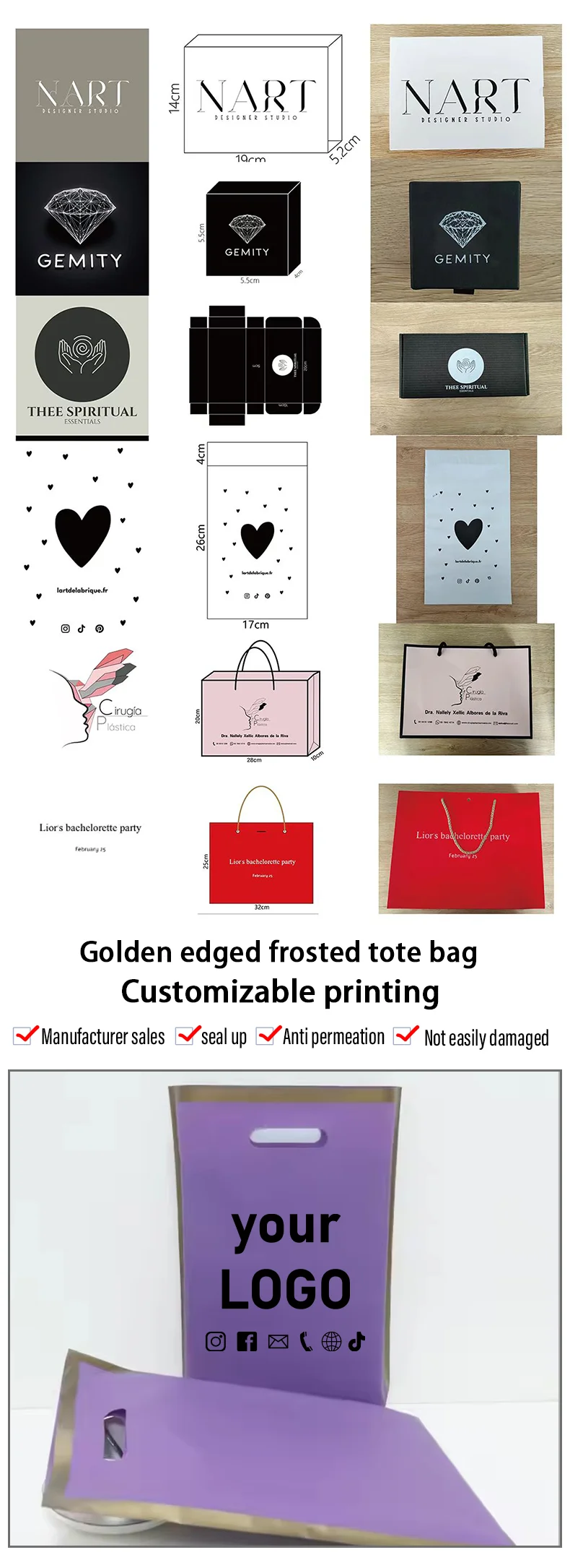 100 Stück personalisierte Plastik-Geschenktüten für kleine Unternehmen, Einzelhandel, Messen, Veranstaltungen, Partys, personalisierte Einkaufstüten mit Logodruck – Detail 2