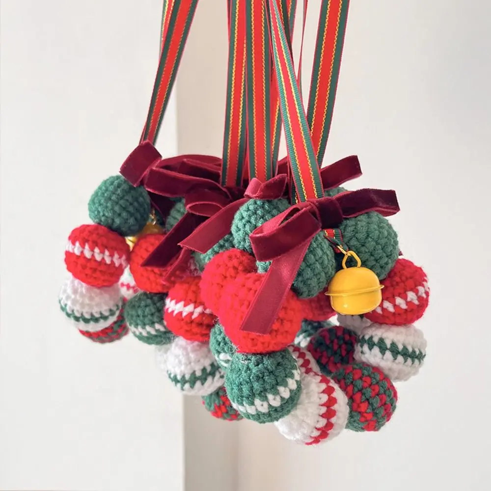 Colorful Xmas Tree Hanging Ornament Creative Handmade Knitted Bell New Year Party Photographic Props Car Interior Decoration