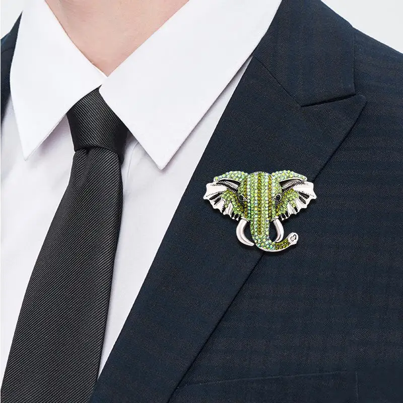 Glänzende Elefantenbrosche mit Strassverzierung, umweltfreundliche Zinklegierungsbasis, mehrere Farben für Party, Hochzeit und Alltag. – Detail 5
