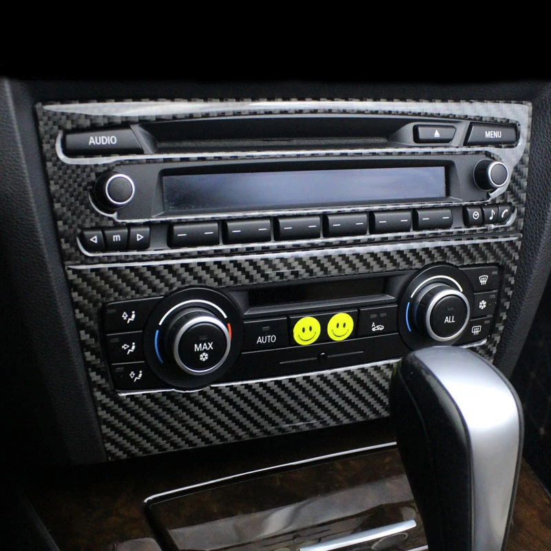 Car Styling Carbon Fiber Center Console Air Conditioning CD Control Panel Decoration Sticker Trim For BMW 3 Series E90 E92 E93