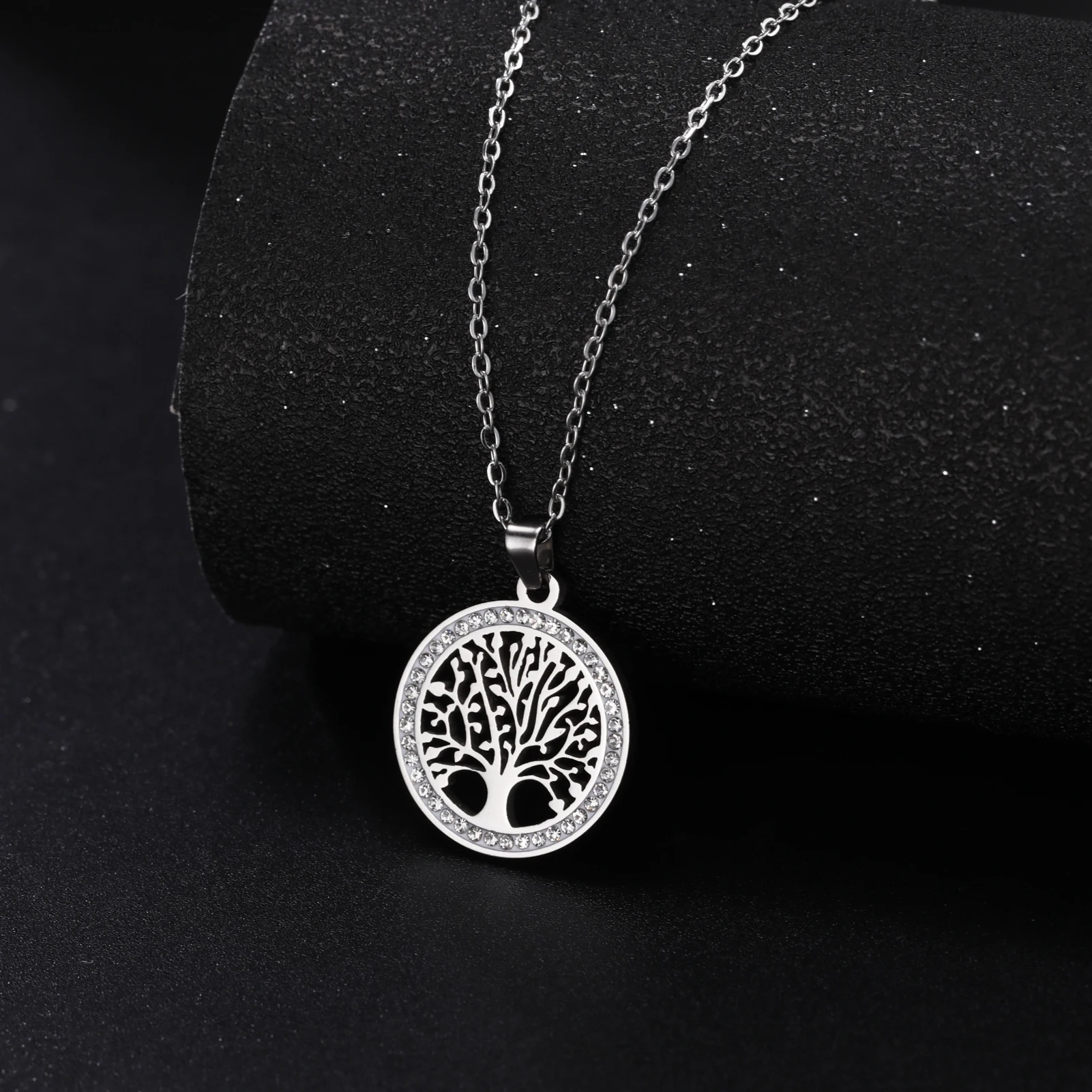 Skyrim Baum des Lebens Halskette für Frauen Edelstahl Gold Farbe Klar Zirkon Runde Anhänger Halsketten Luxus Hochzeitsgeschenk – Detail 10
