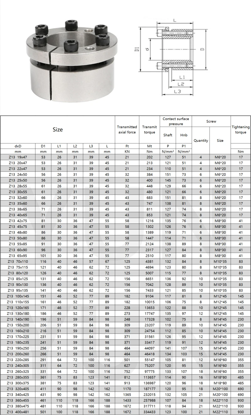 Z13 manicotto di espansione dispositivo di bloccaggio dell\'albero diametro del foro di montaggio 19-65mm STK131/TLK131/KTR201 manicotto di fissaggio