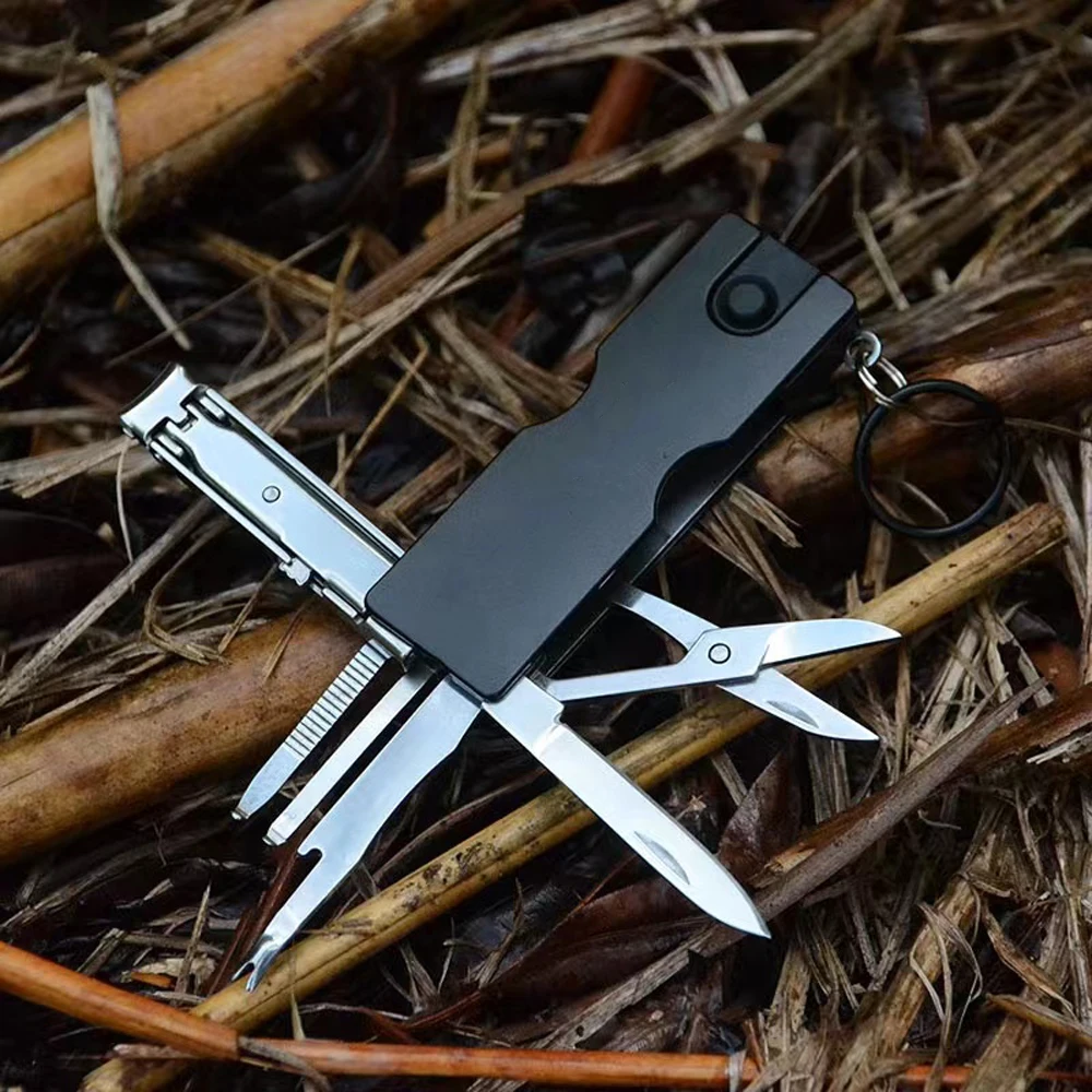 

Mini Keychain Folding Knife Outdoor Camping Survival Gear Multifunctional Pocket Knife Nail Clipper Scissors EDC Multitool