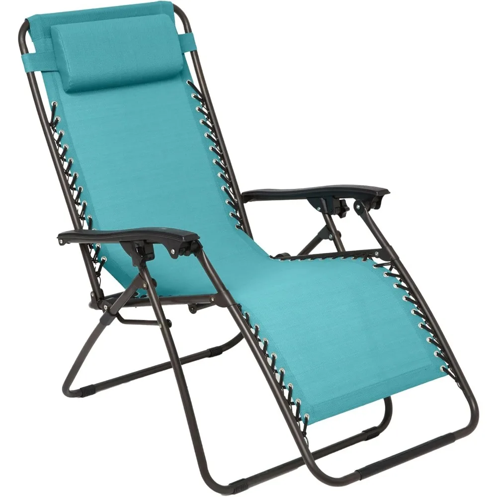 

Outdoor Zero Gravity Lawn Chair Foldable Patio Recliner Anti Gravity Lounge Chair w/Pillow for Outdoor Camp Poolside Backyard B